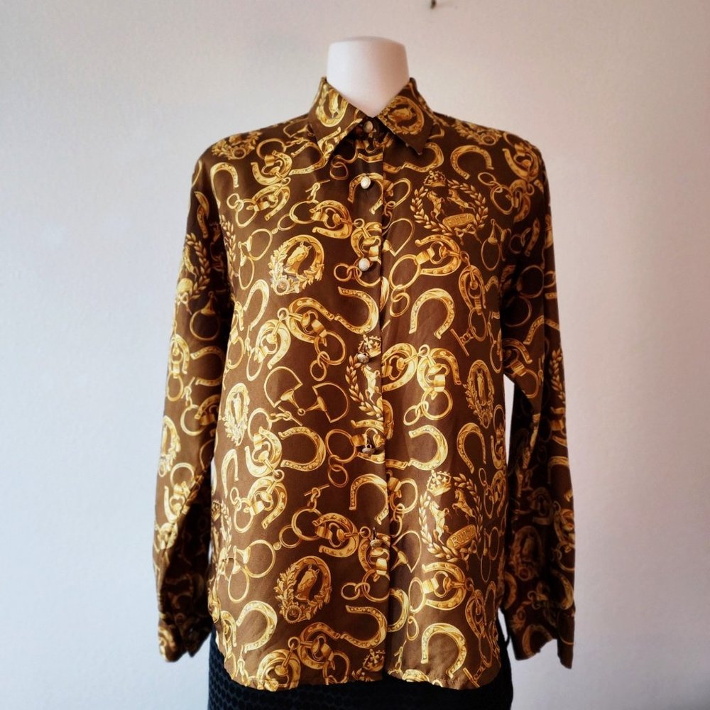 Ritz Saddler Bold Equestrian Bridle Bit \ BLOUSE Size 10 Made In Italy